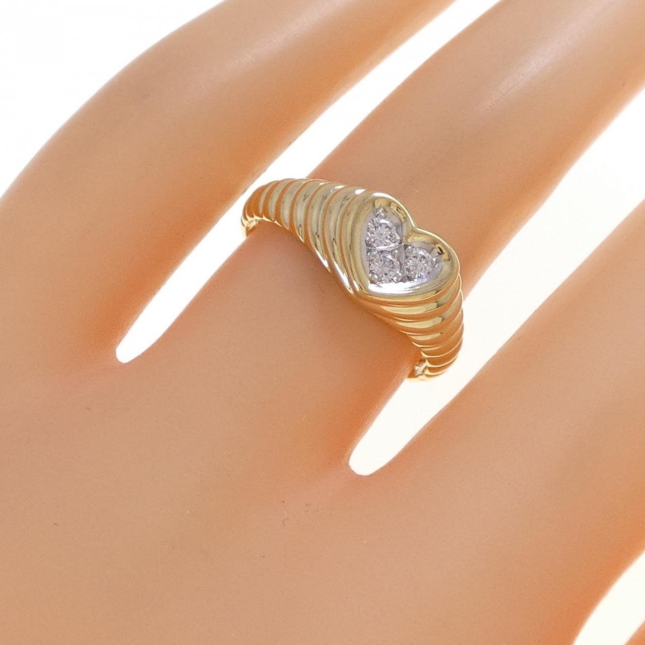 K18YG/PT900 心形钻石戒指 0.10CT