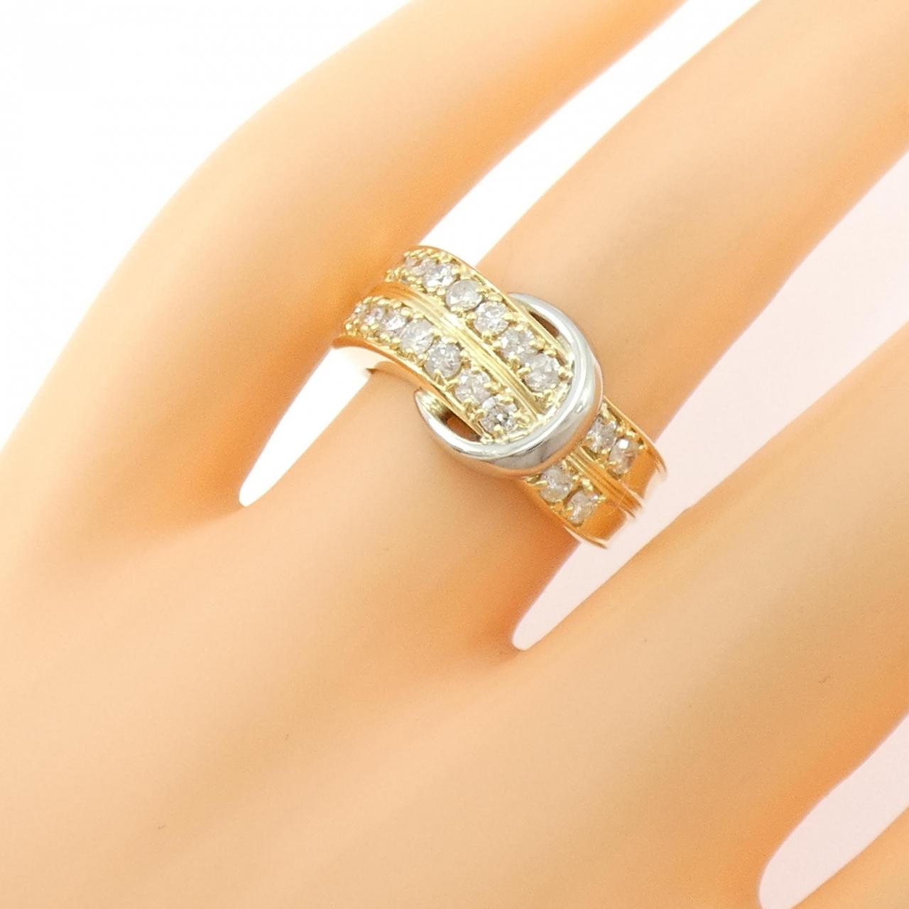 K18YG/PT850 ダイヤモンド リング 0.63CT