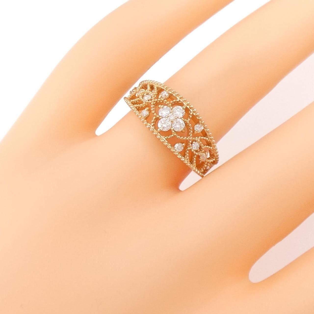 K18PG flower Diamond ring 0.30CT