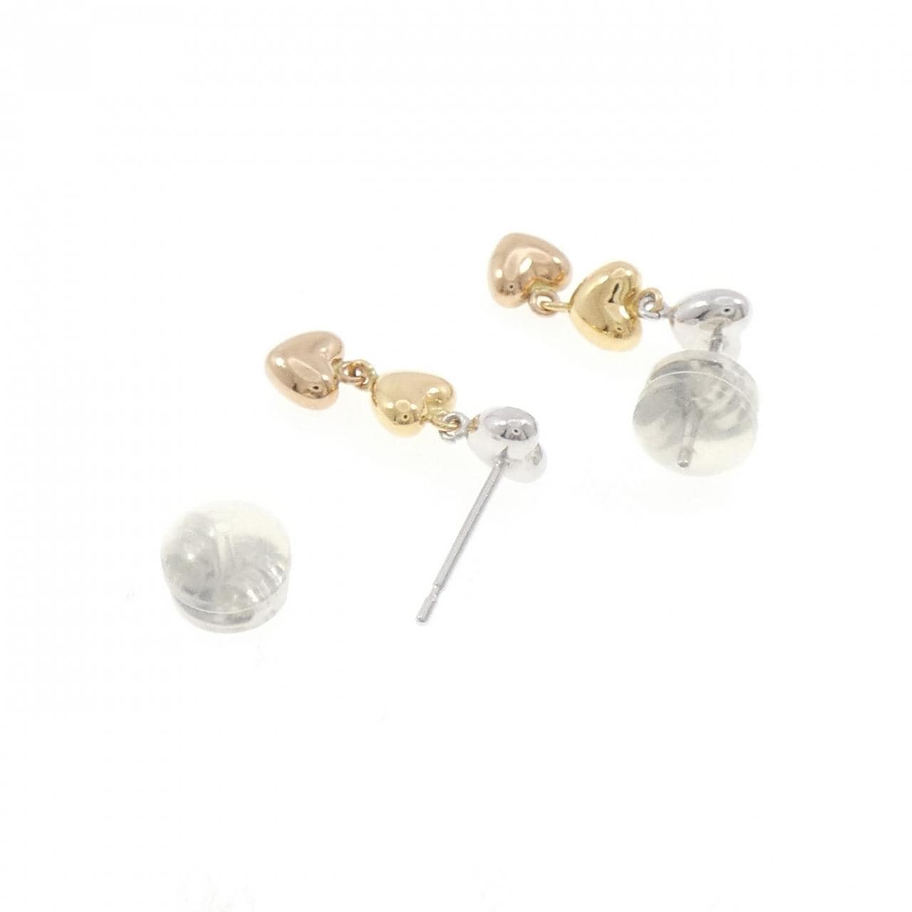 K18スリーカラー ハート ピアス