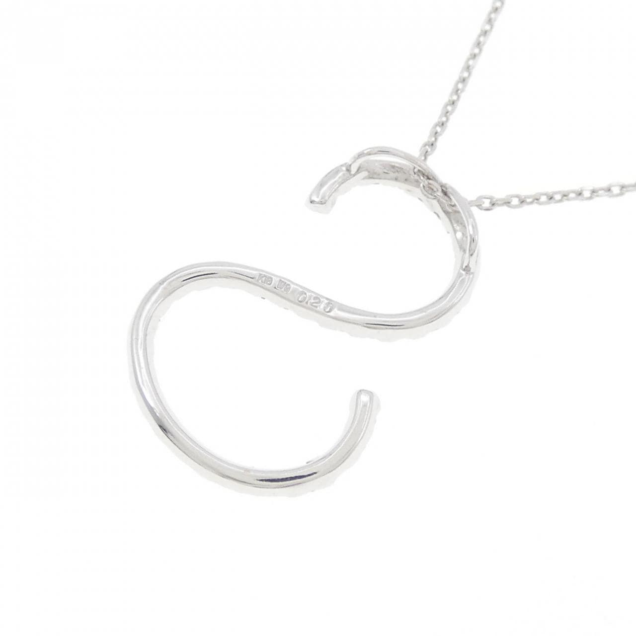 K18WG イニシャルS ダイヤモンド ネックレス 0.20CT