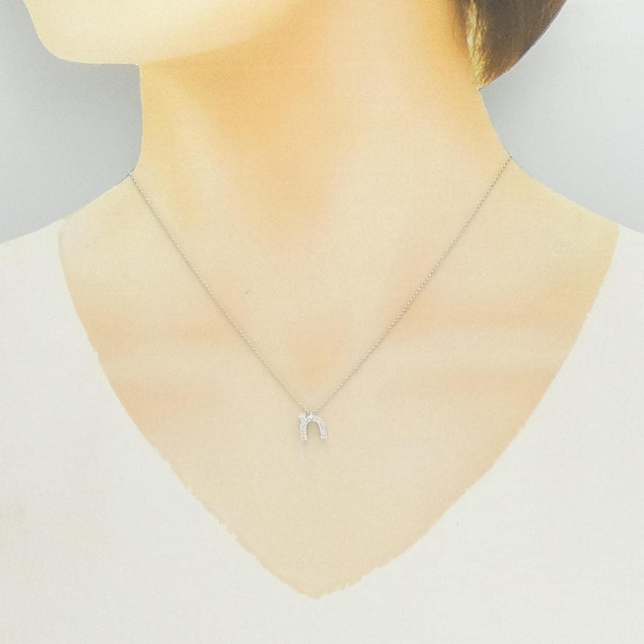 K18WG ダイヤモンド ネックレス 0.19CT