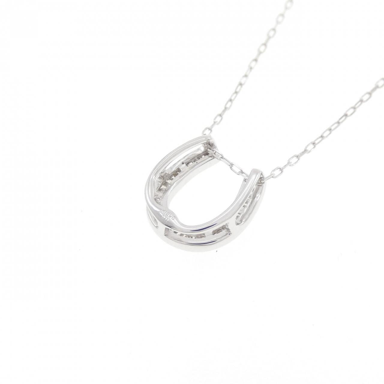 K18WG ホースシュー ダイヤモンド ネックレス 0.11CT