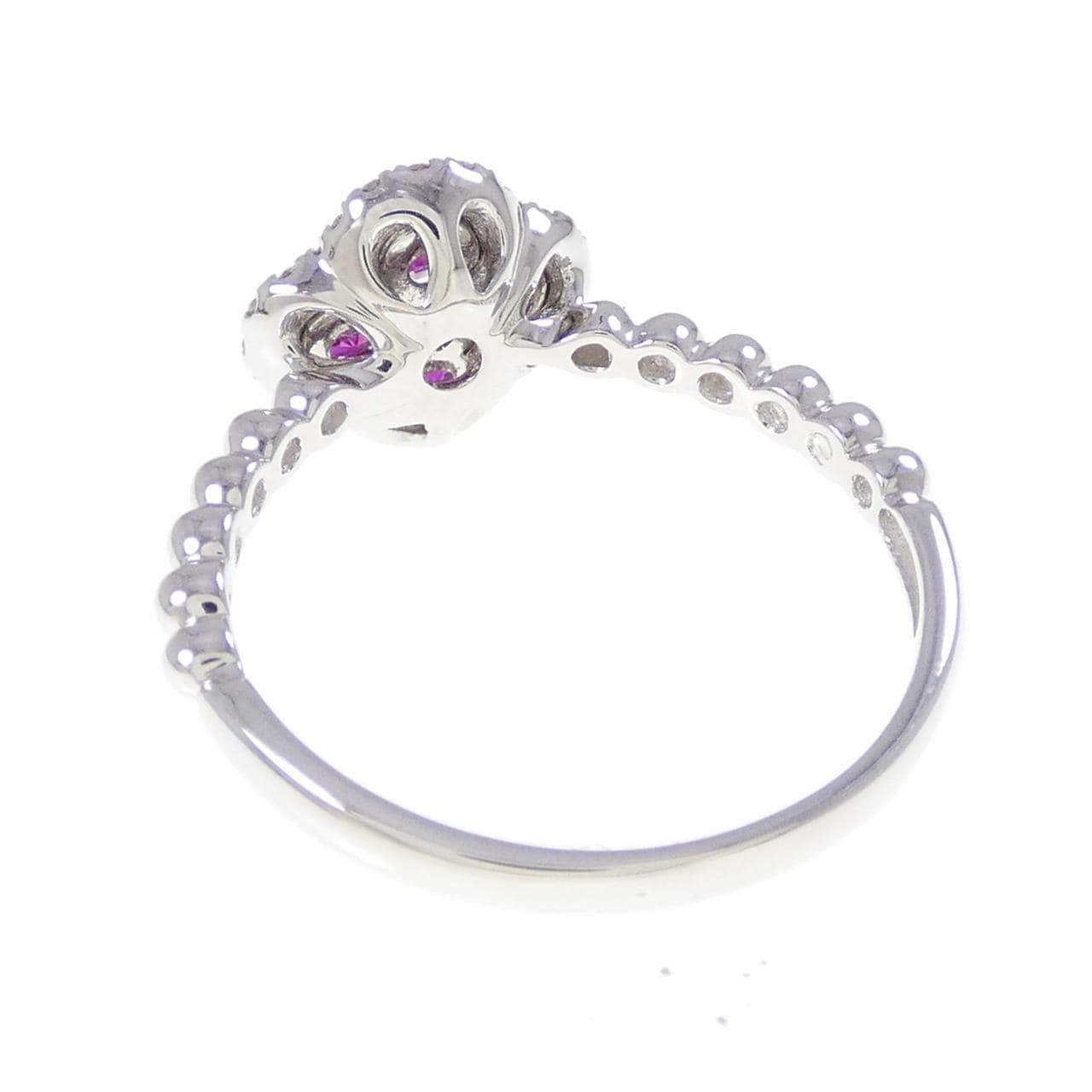K18WG フラワー ルビー リング 0.55CT
