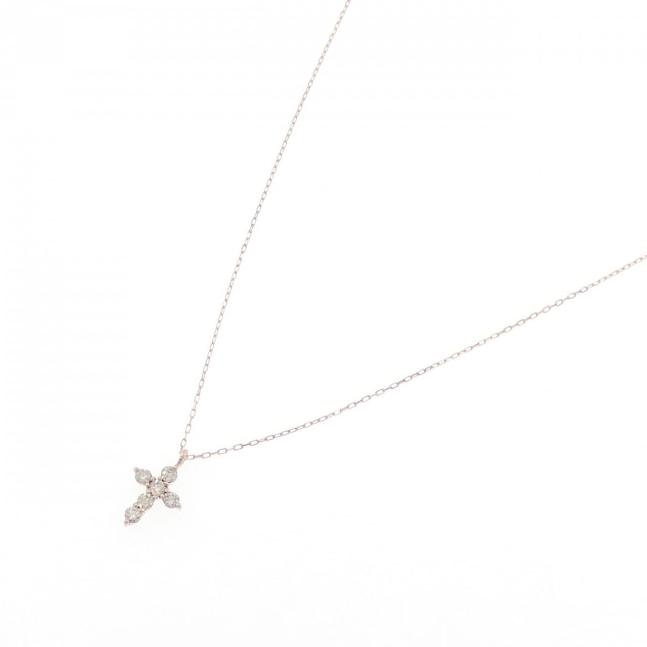 K10PG クロス ダイヤモンド ネックレス 0.10CT