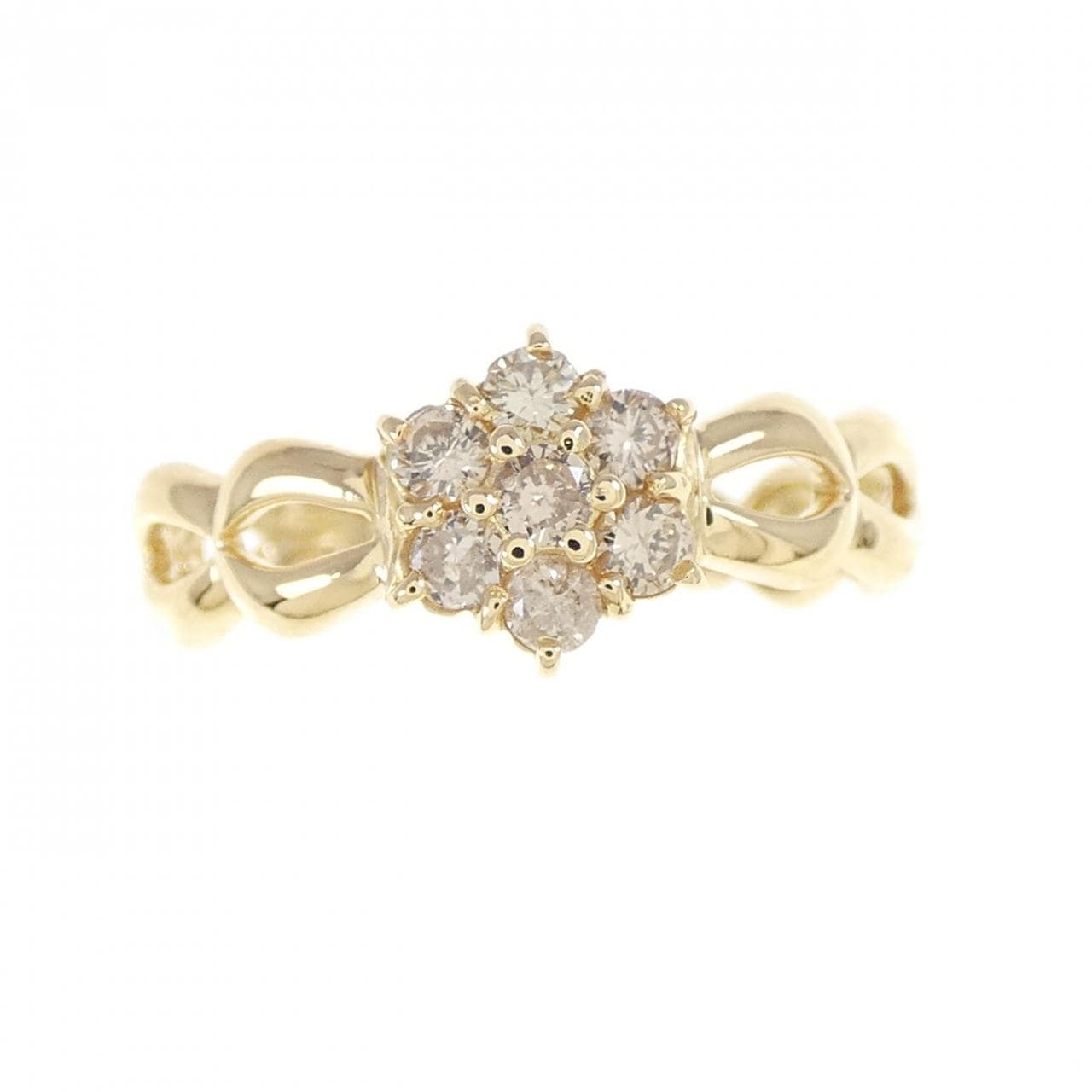 K18YG フラワー ダイヤモンド リング 0.30CT