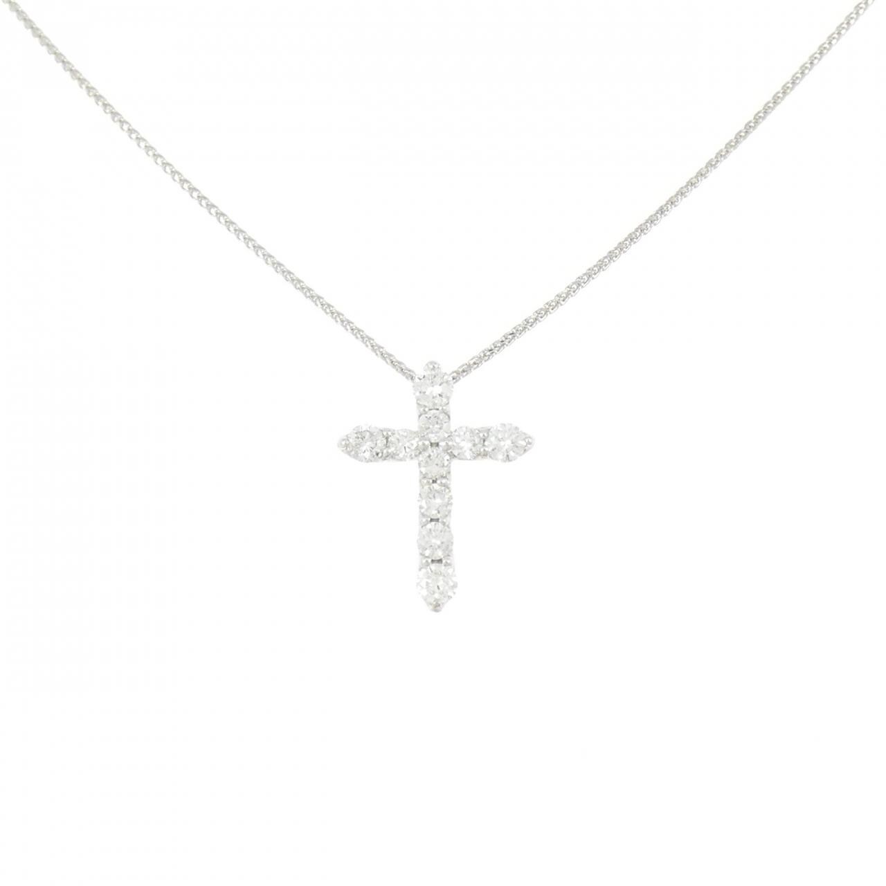 K18WG/750WG クロス ダイヤモンド ネックレス 1.00CT