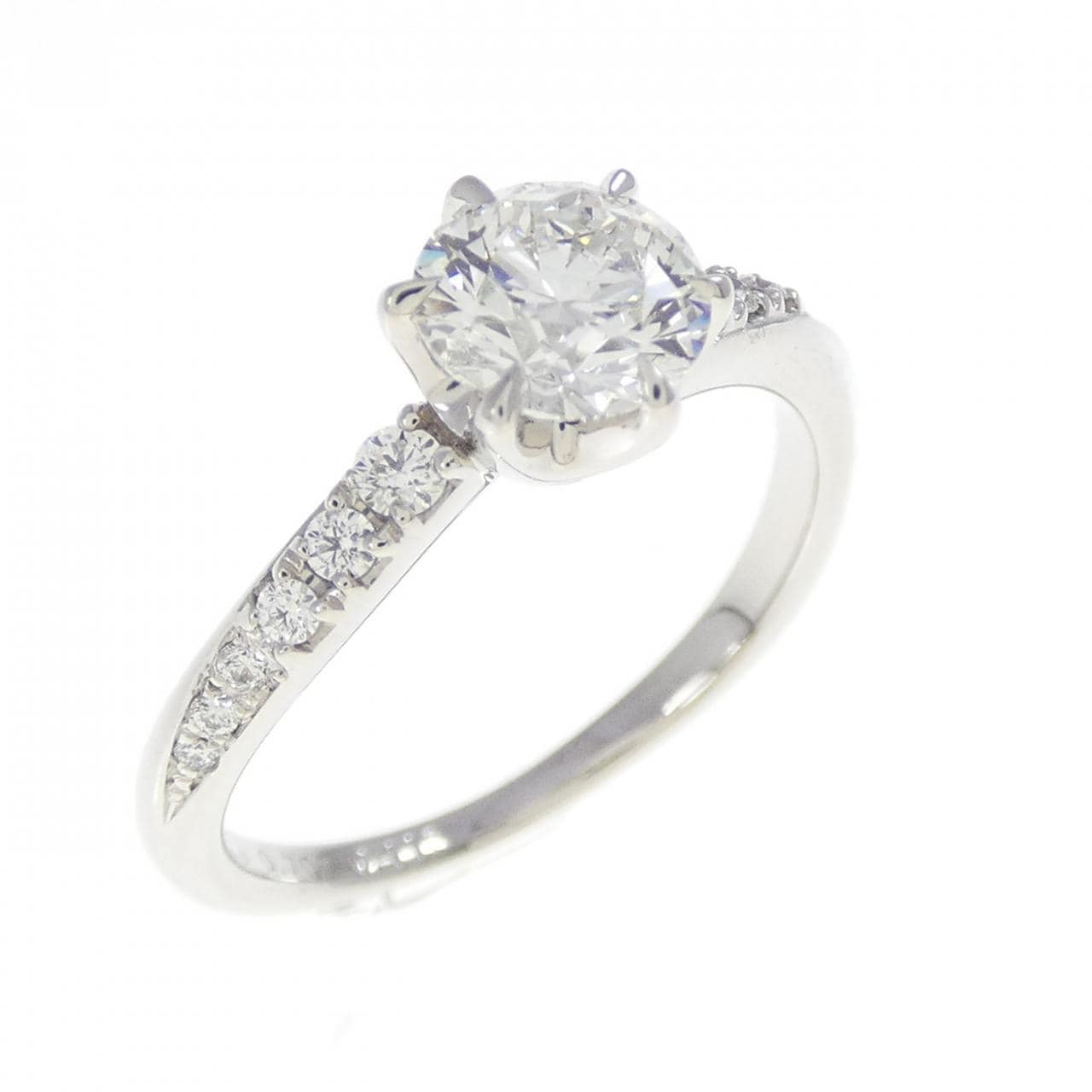 PT950钻石戒指，0.702克拉，H色，SI1净度，3EXT H&C