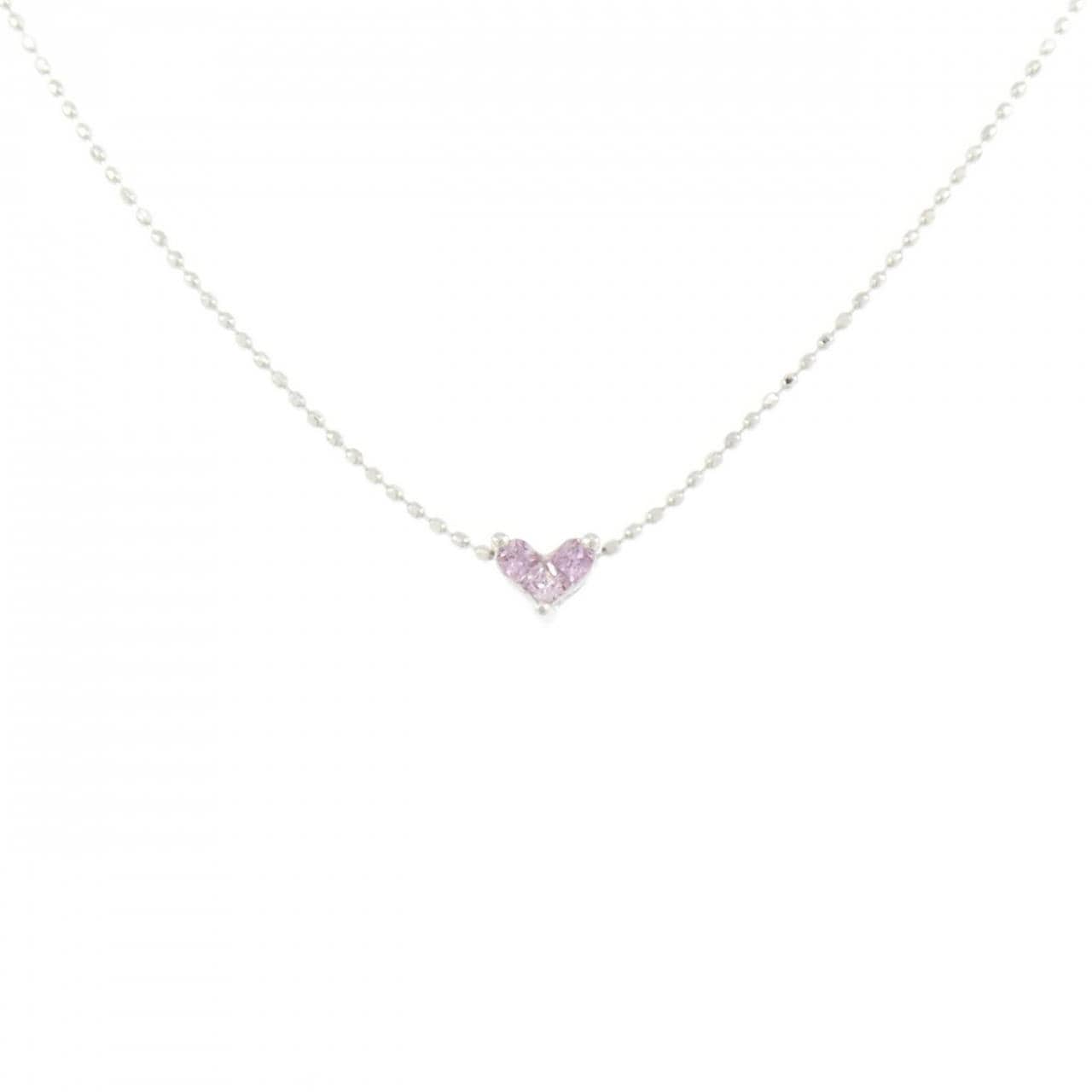 K18WG ハート サファイヤ ネックレス 0.13CT