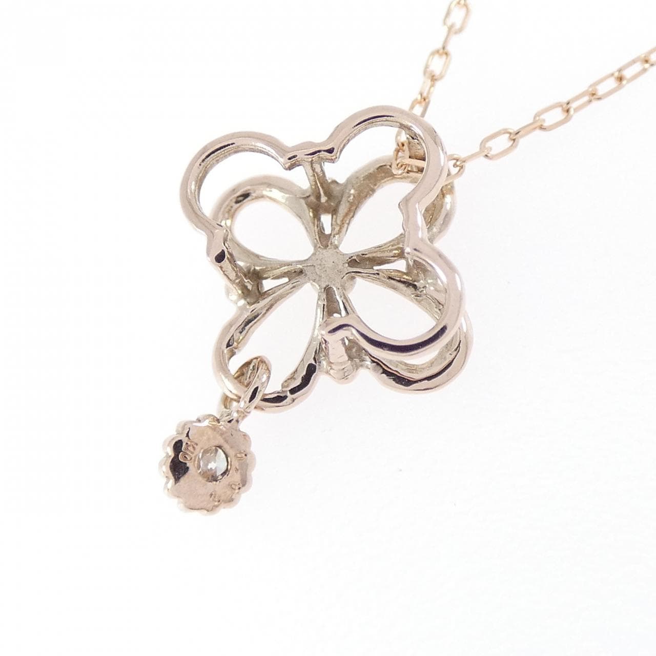 K10PG フラワー ダイヤモンド ネックレス 0.02CT