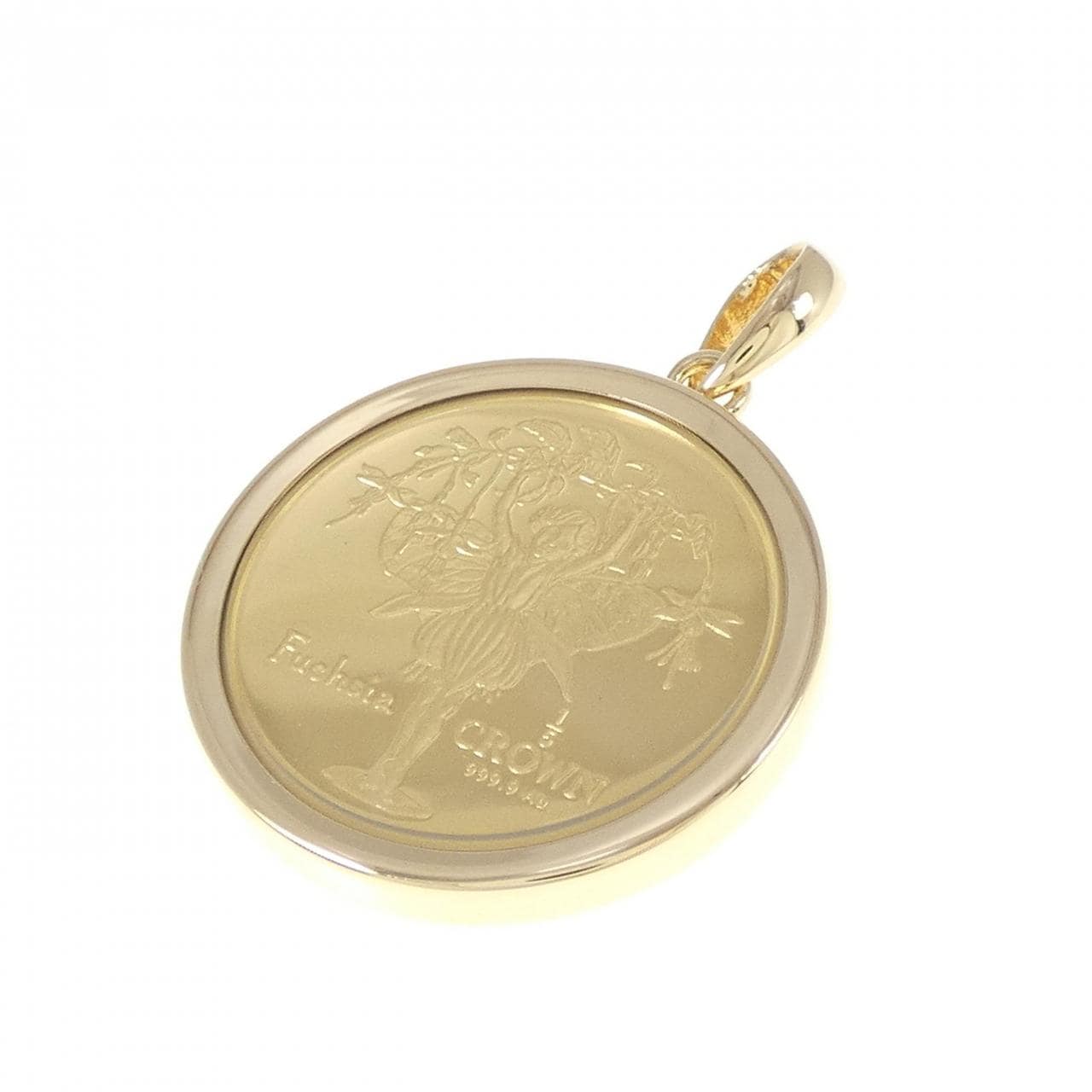 K18YG frame coin pendant