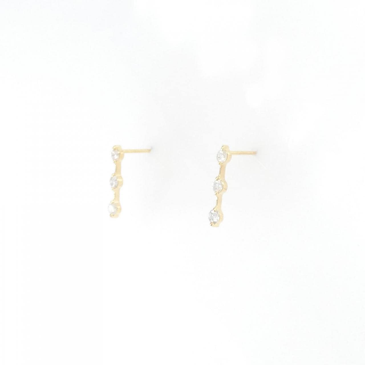 [Remake] K18YG three stone Diamond earrings 0.20CT