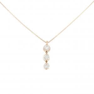 K18PG スリーストーン ダイヤモンド ネックレス 0.30CT