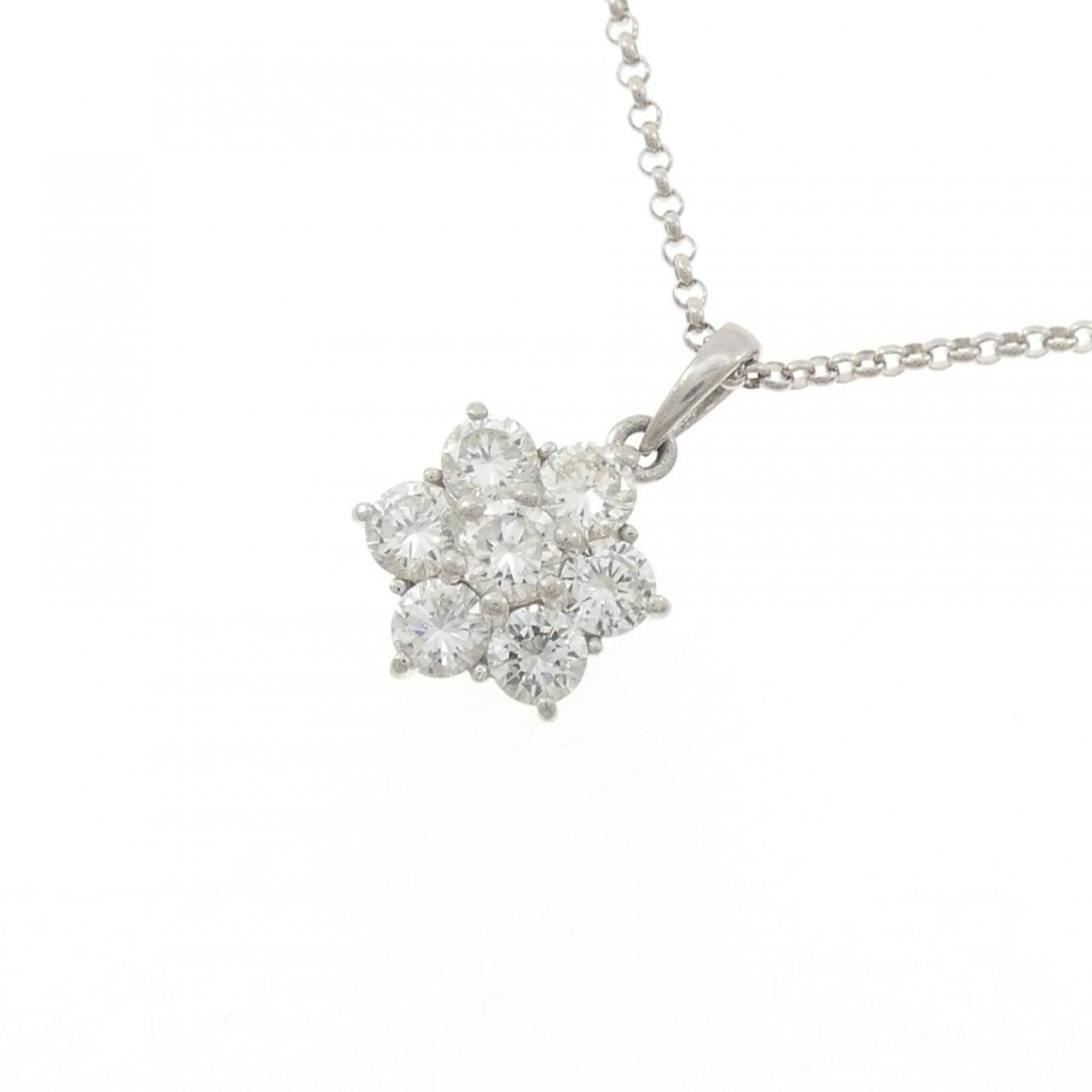 PT900/PT850 フラワー ダイヤモンド ネックレス 1.00CT