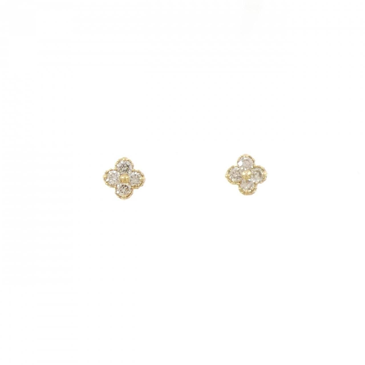 K18YG フラワー ダイヤモンド ピアス 0.20CT