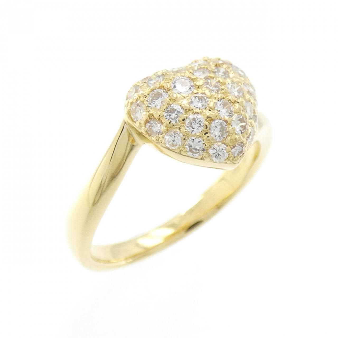 750YG ハート パヴェ ダイヤモンド リング 0.49CT