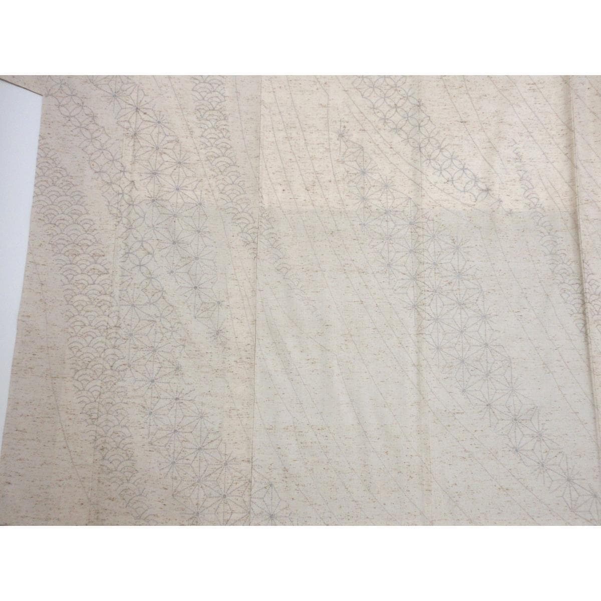 訪問着　紬織　ぜんまい入り　刺し子　身幅Ｌ寸