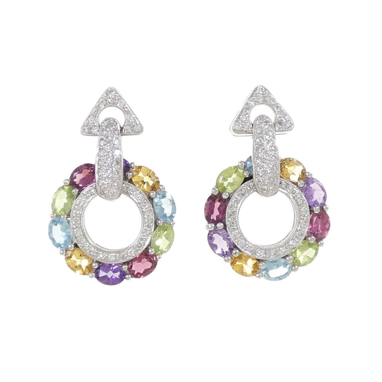 K18WG カラーストーン ピアス 9.60CT