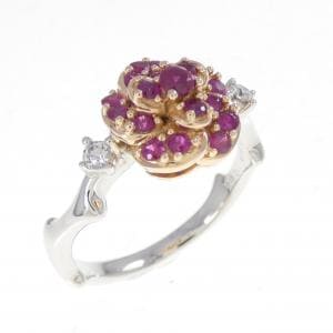K18WG/K18PG ローズ ルビー リング 0.43CT