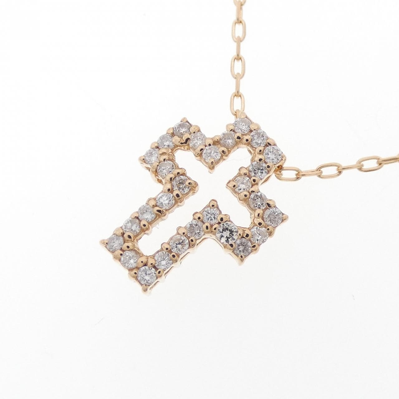 K18PG クロス ダイヤモンド ネックレス 0.20CT