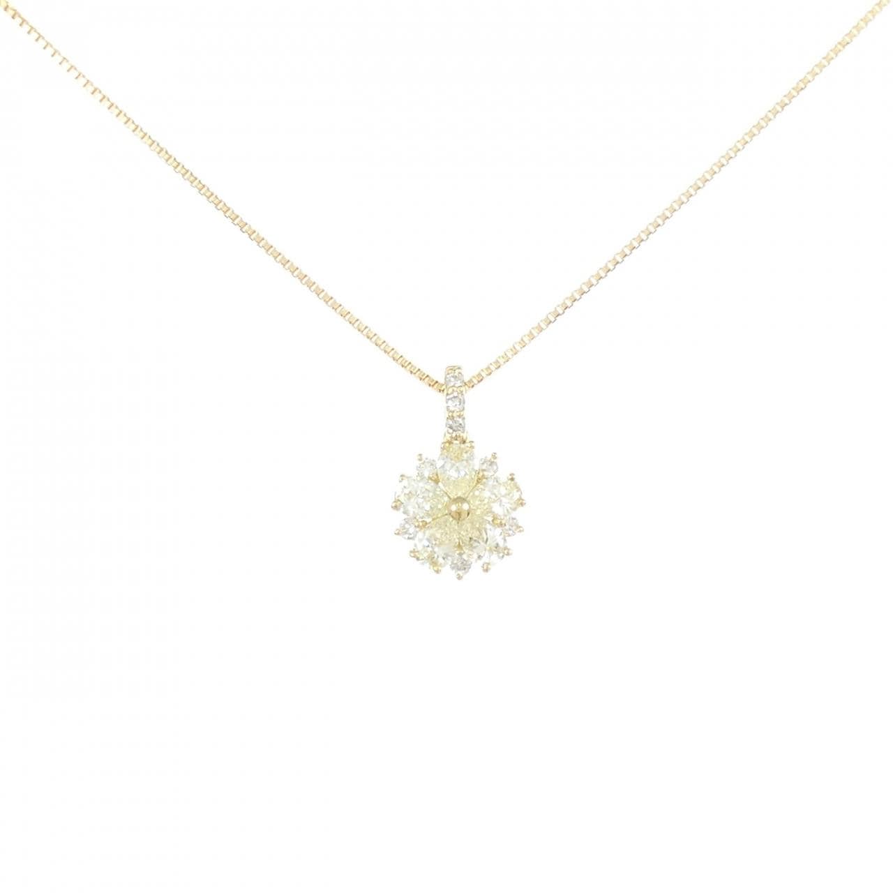 【新品】K18YG フラワー ダイヤモンド ネックレス 0.30CT
