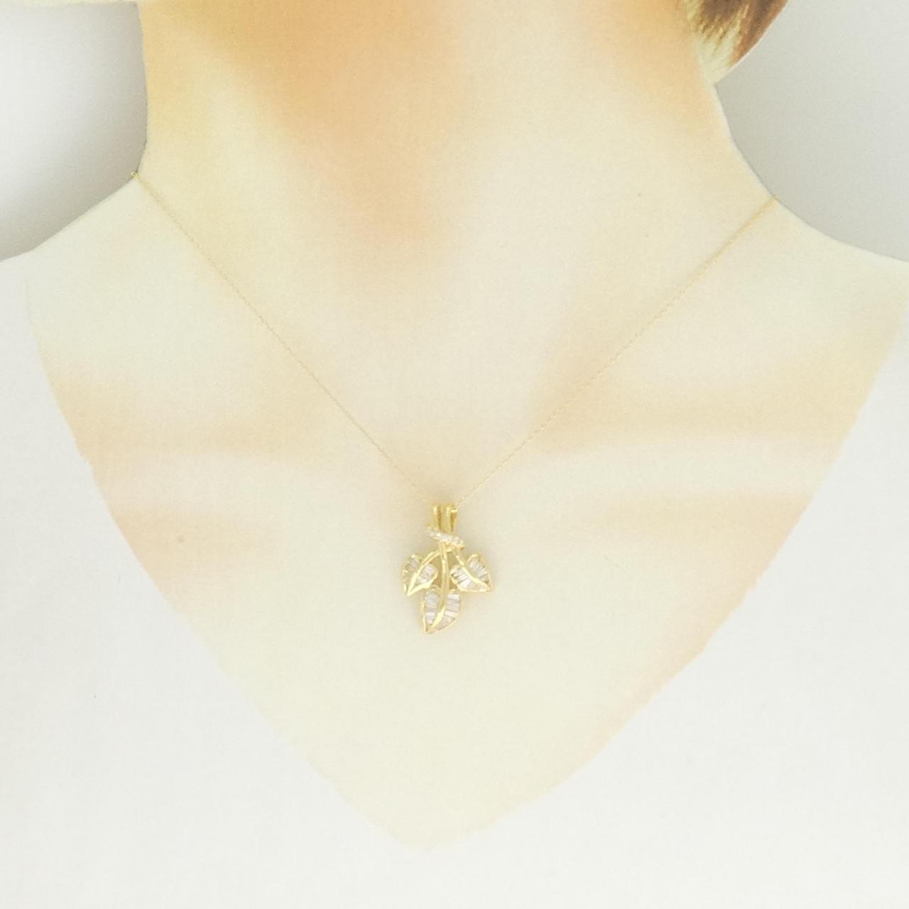 K18YG リーフ ダイヤモンド ネックレス 0.74CT