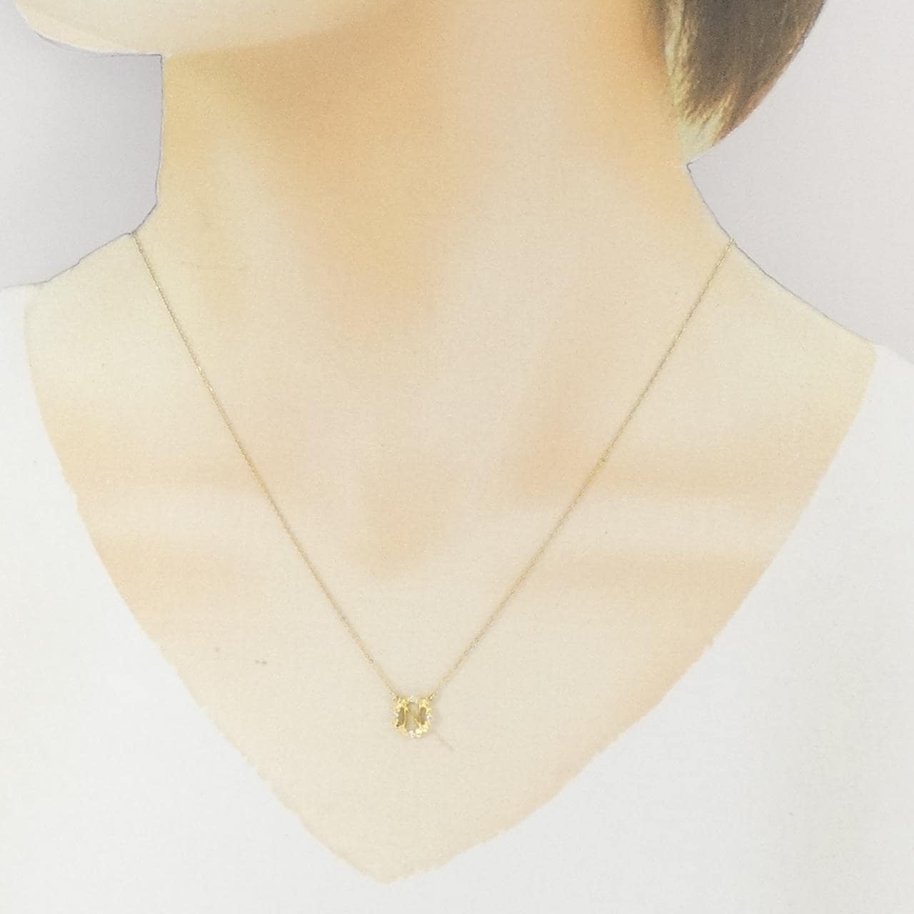 アーカー イニシャルN ダイヤモンド ネックレス 0.03CT