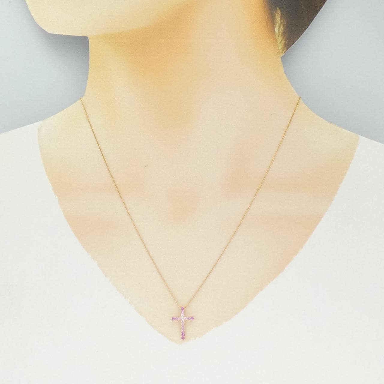 K18YG クロス サファイヤ ネックレス 0.30CT