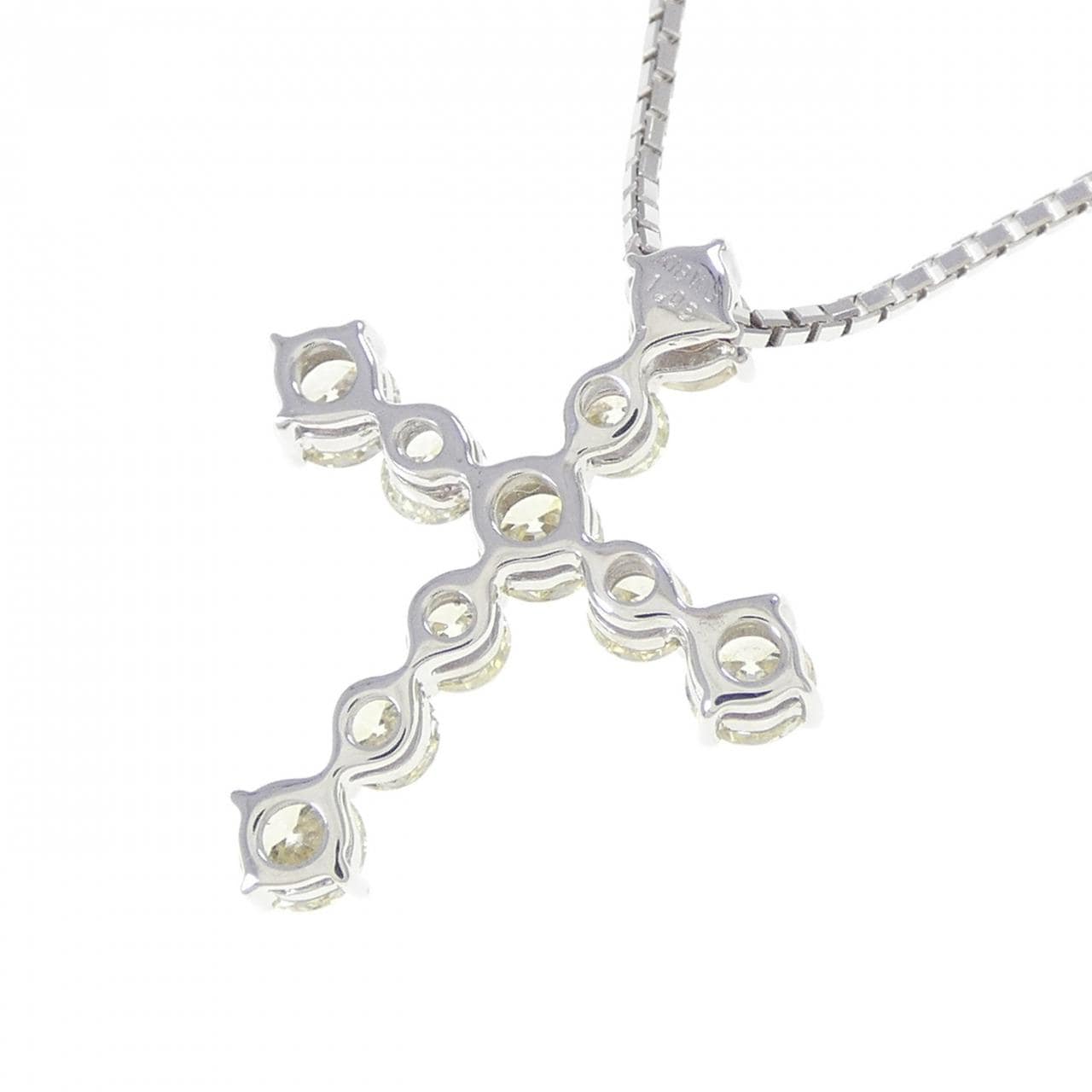 K18WG クロス ダイヤモンド ネックレス 1.05CT