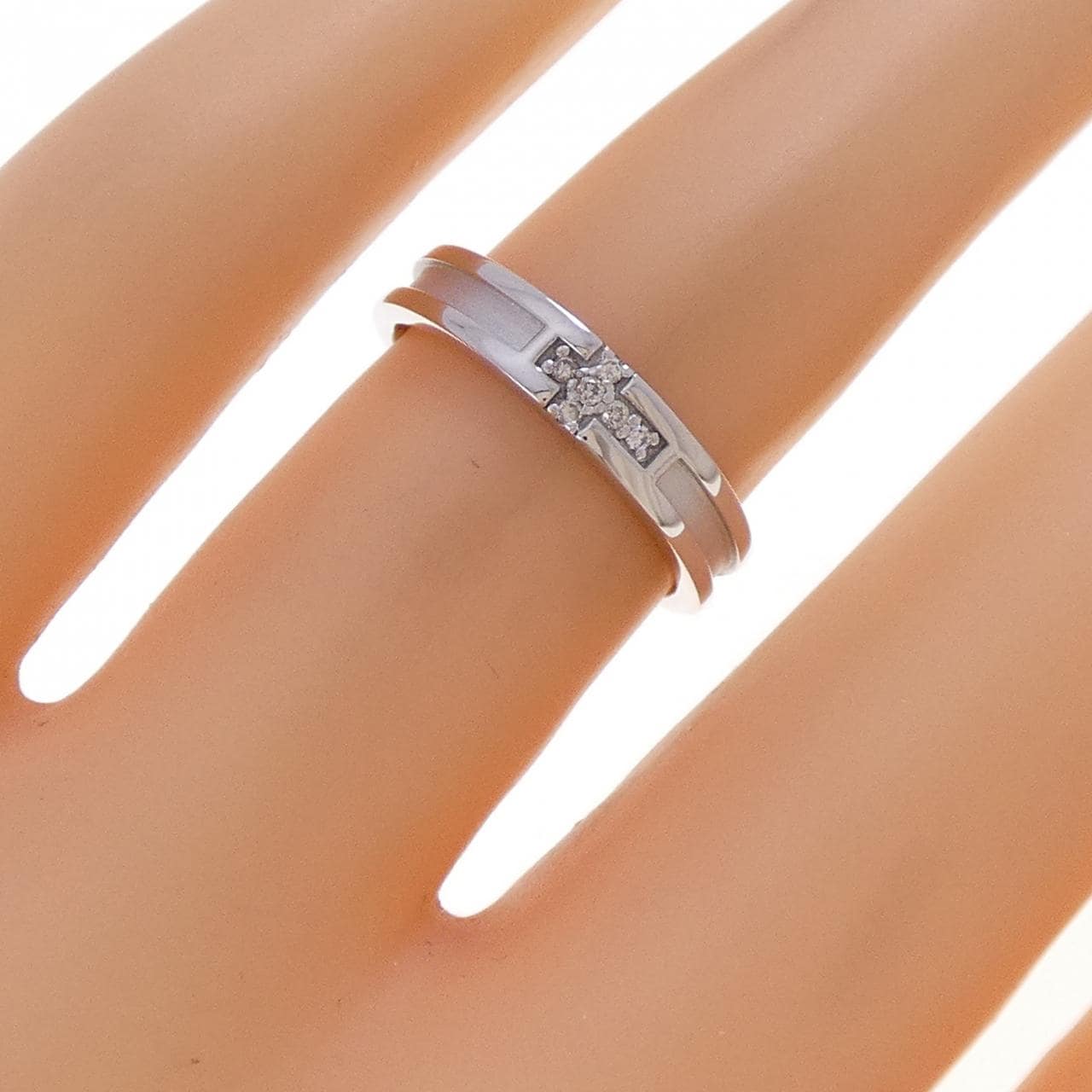 K10WG クロス ダイヤモンド リング 0.03CT