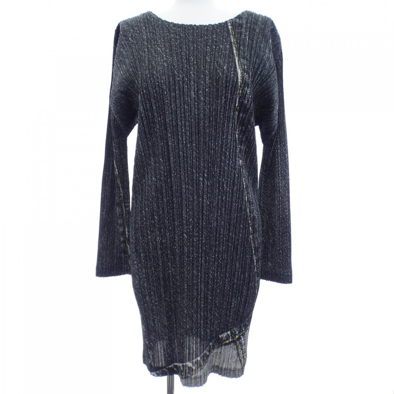 プリーツプリーズ PLEATS PLEASE 2014 デニム転写プリント PP43-JT754 7569092 ワンピース