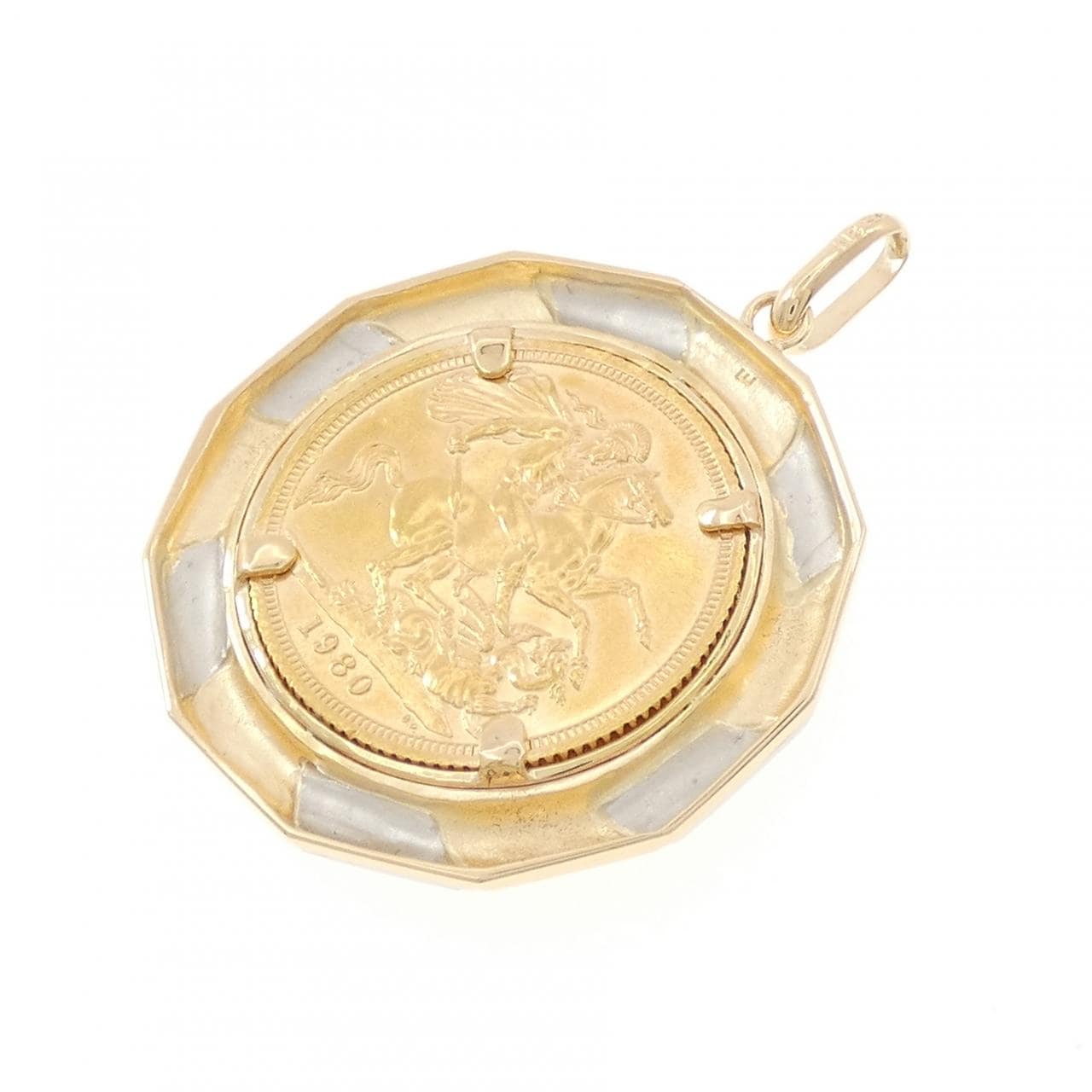 K18YG/PT(枠) コイン ペンダント