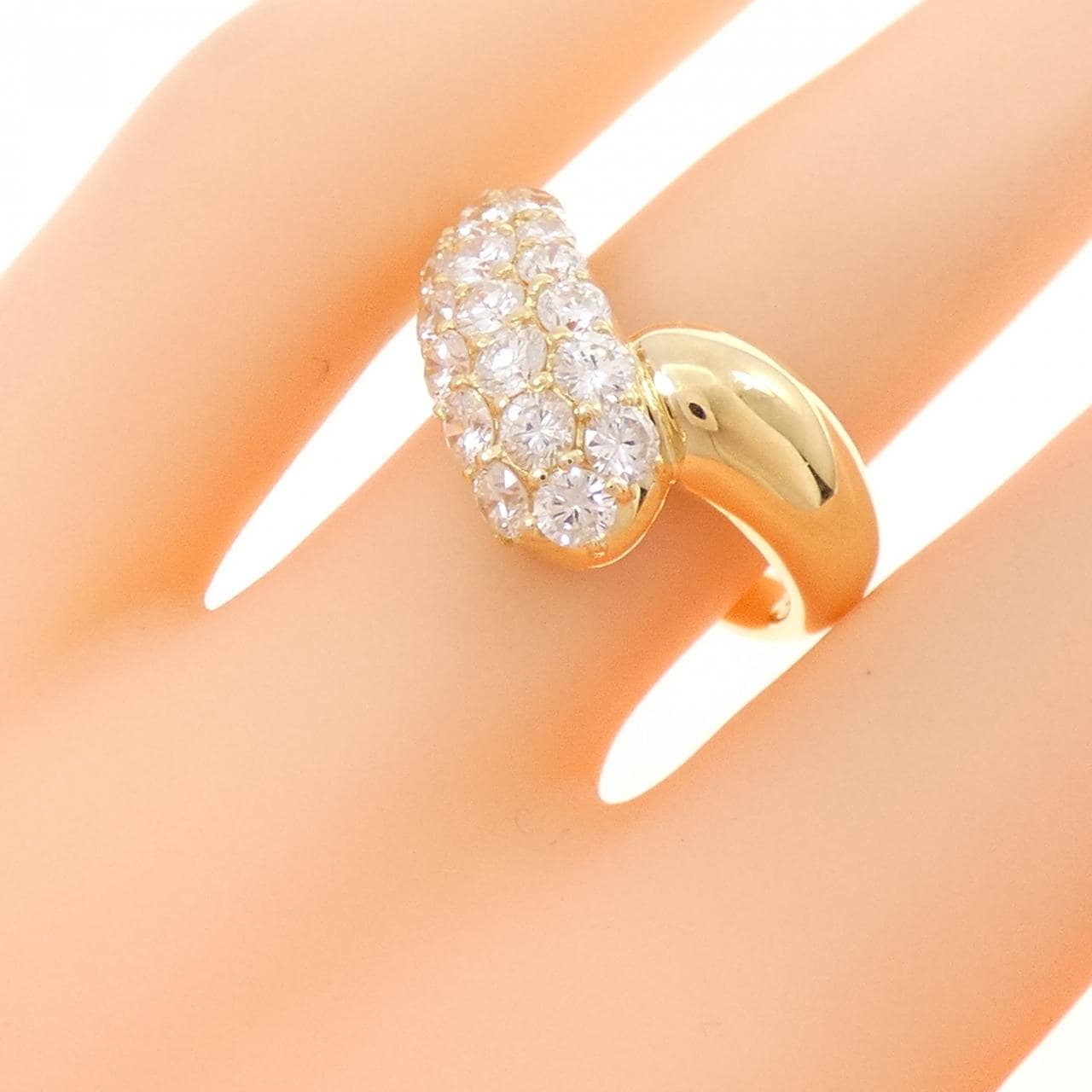 K18YG パヴェ ダイヤモンド リング 1.62CT