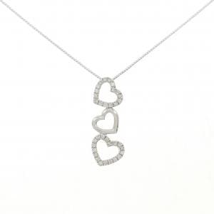 K18WG heart Diamond necklace 0.20CT