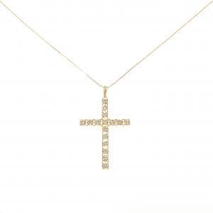18KYG/K18YG クロス ダイヤモンド ネックレス 1.00CT