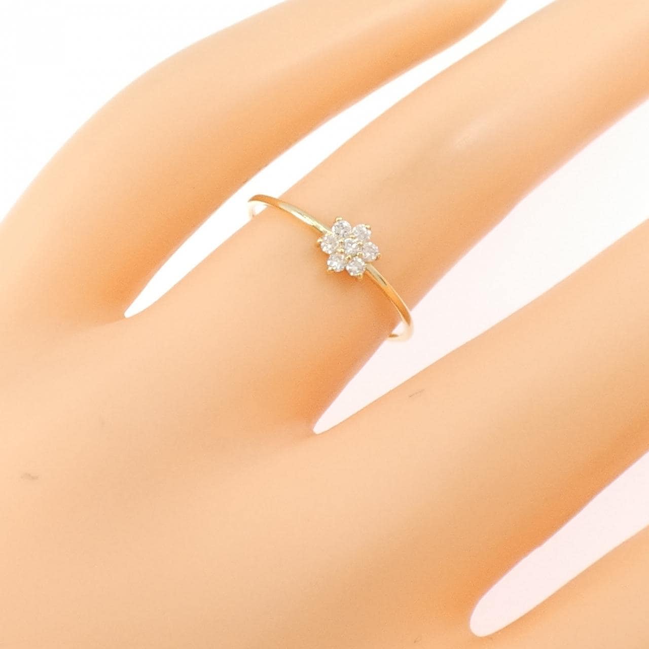 【リメイク】K18YG フラワー ダイヤモンド リング 0.10CT