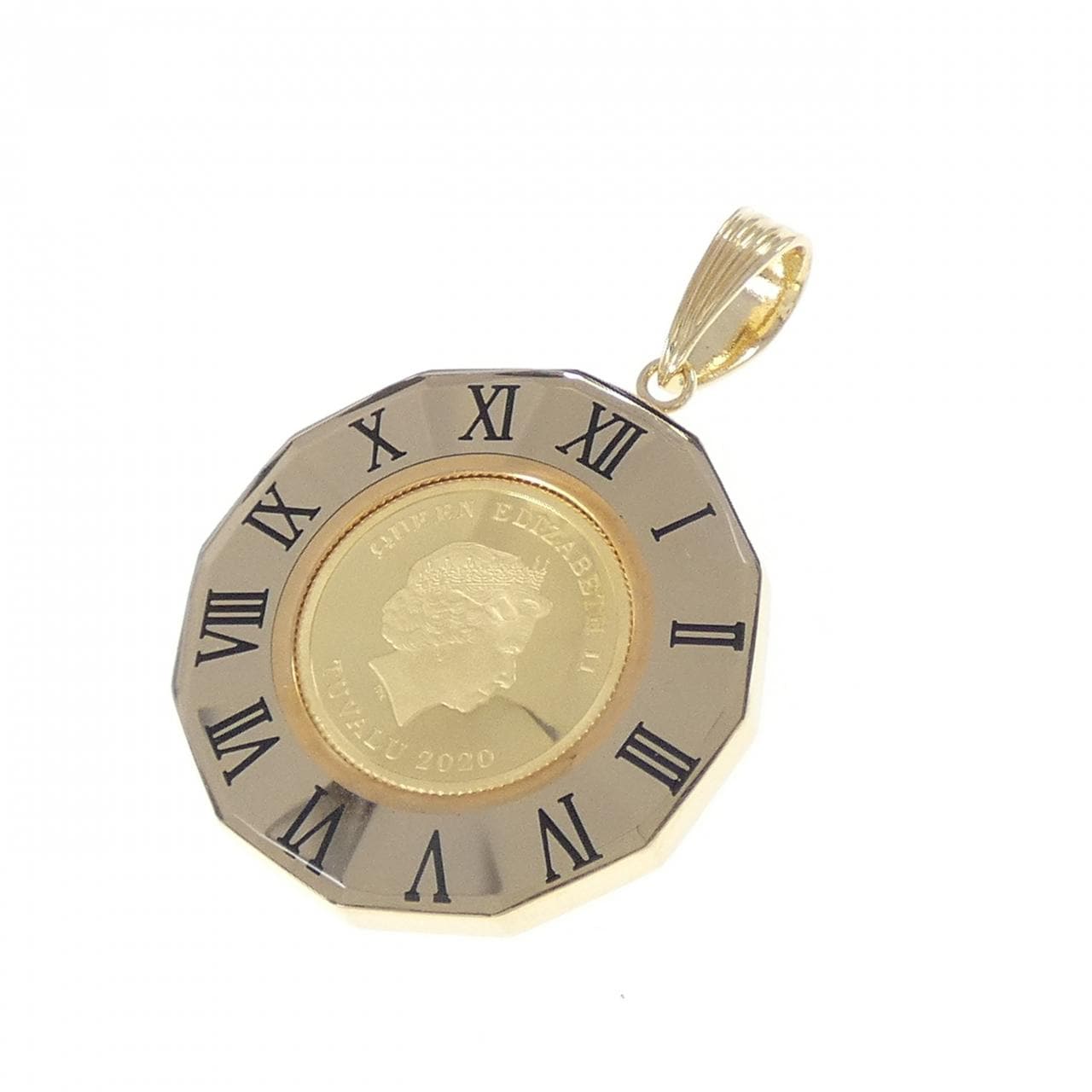 K18YG (框) 硬币吊坠