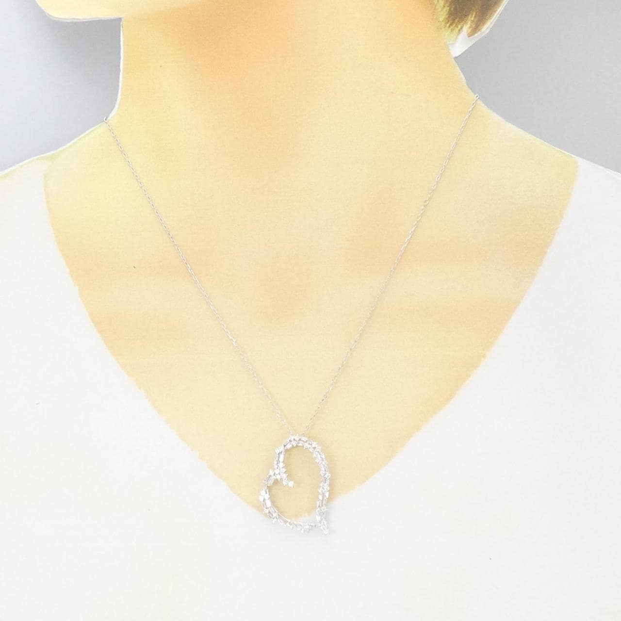 K18WG heart Diamond necklace 0.80CT