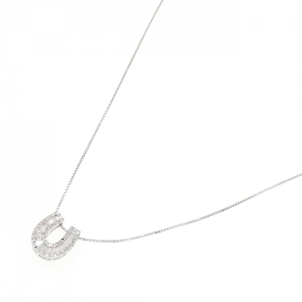 K18WG ホースシュー ダイヤモンド ネックレス 0.20CT