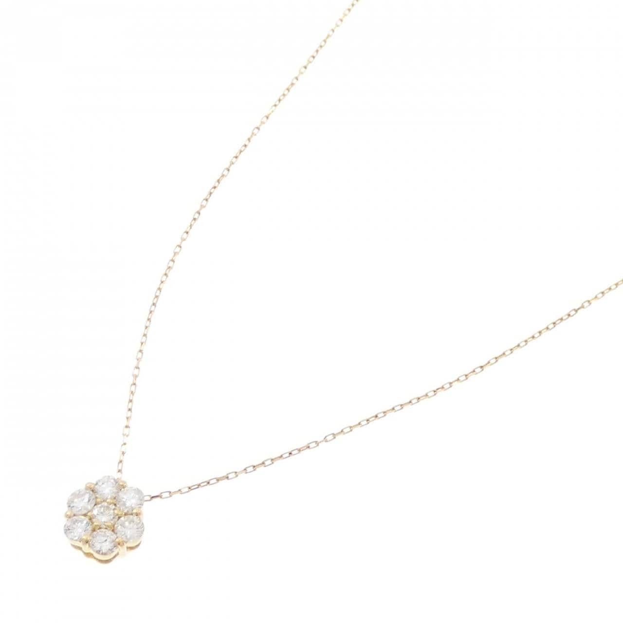 K18YG フラワー ダイヤモンド ネックレス 0.3CT