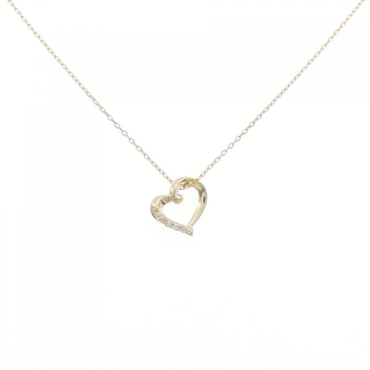 K10YG ハート ダイヤモンド ネックレス 0.01CT