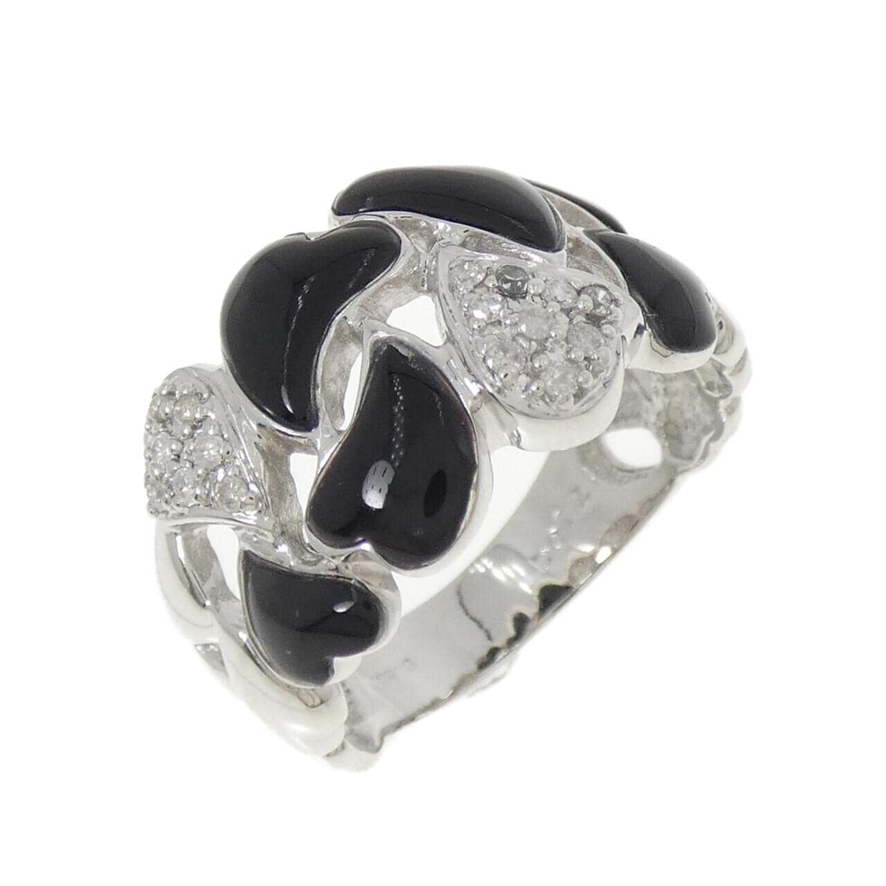 K18WG ハート オニキス リング