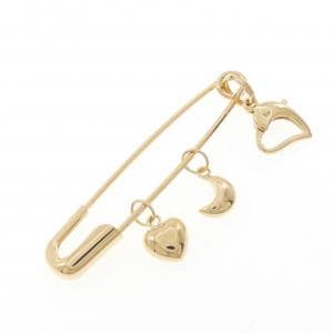 K18YG ハート×ムーン ブローチ