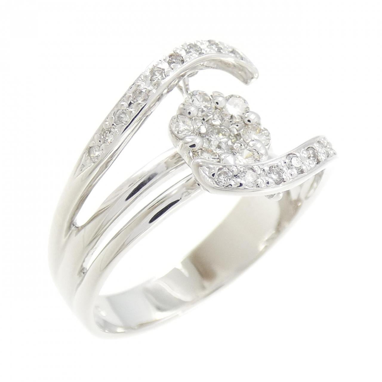 K18WG フラワー ダイヤモンド リング 0.32CT