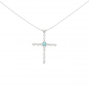 K18WG クロス パライバトルマリン ネックレス 0.15CT