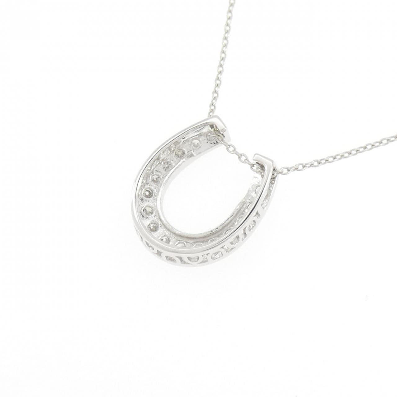 K18WG ホースシュー ダイヤモンド ネックレス 0.28CT