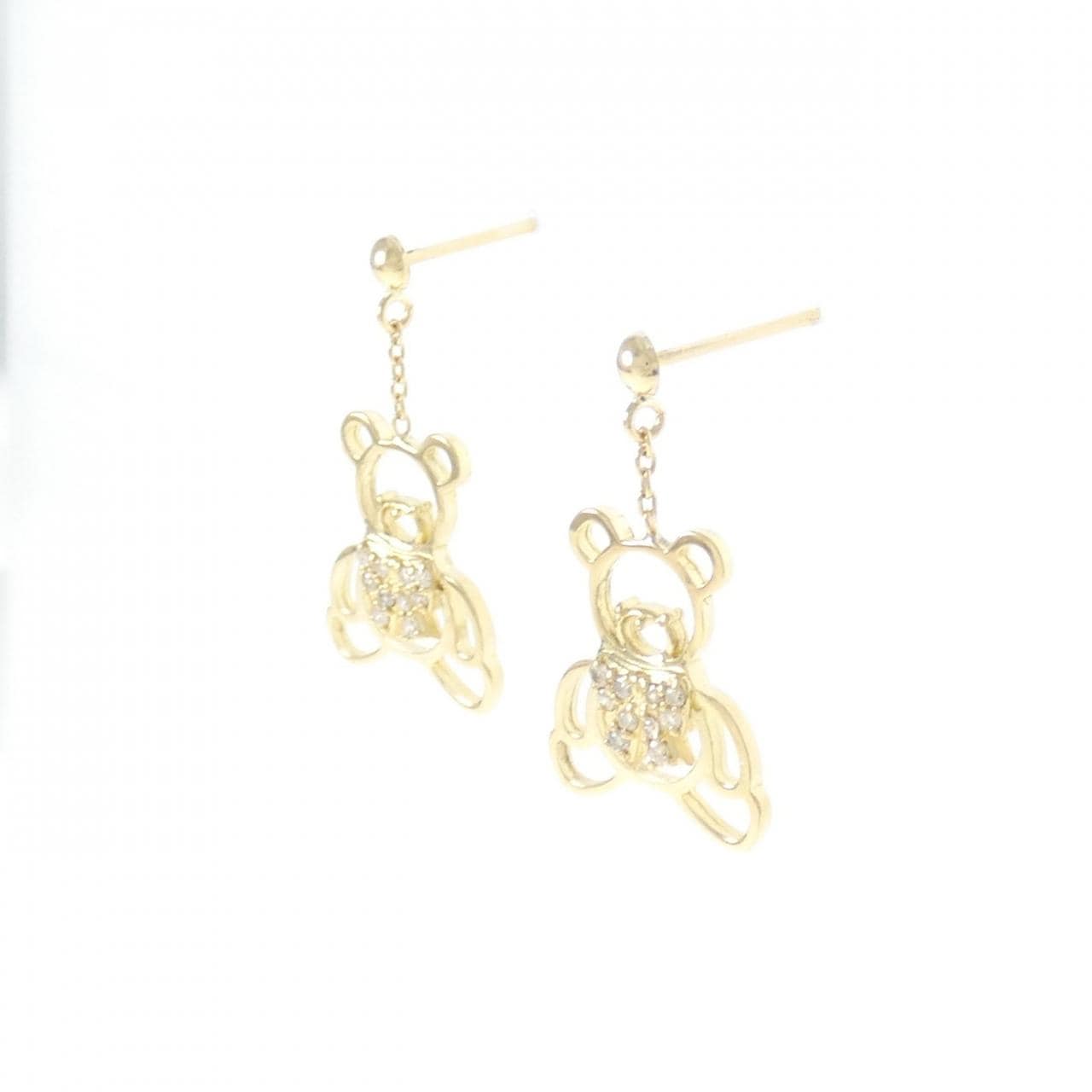 K18YG ベア ダイヤモンド ピアス 0.10CT