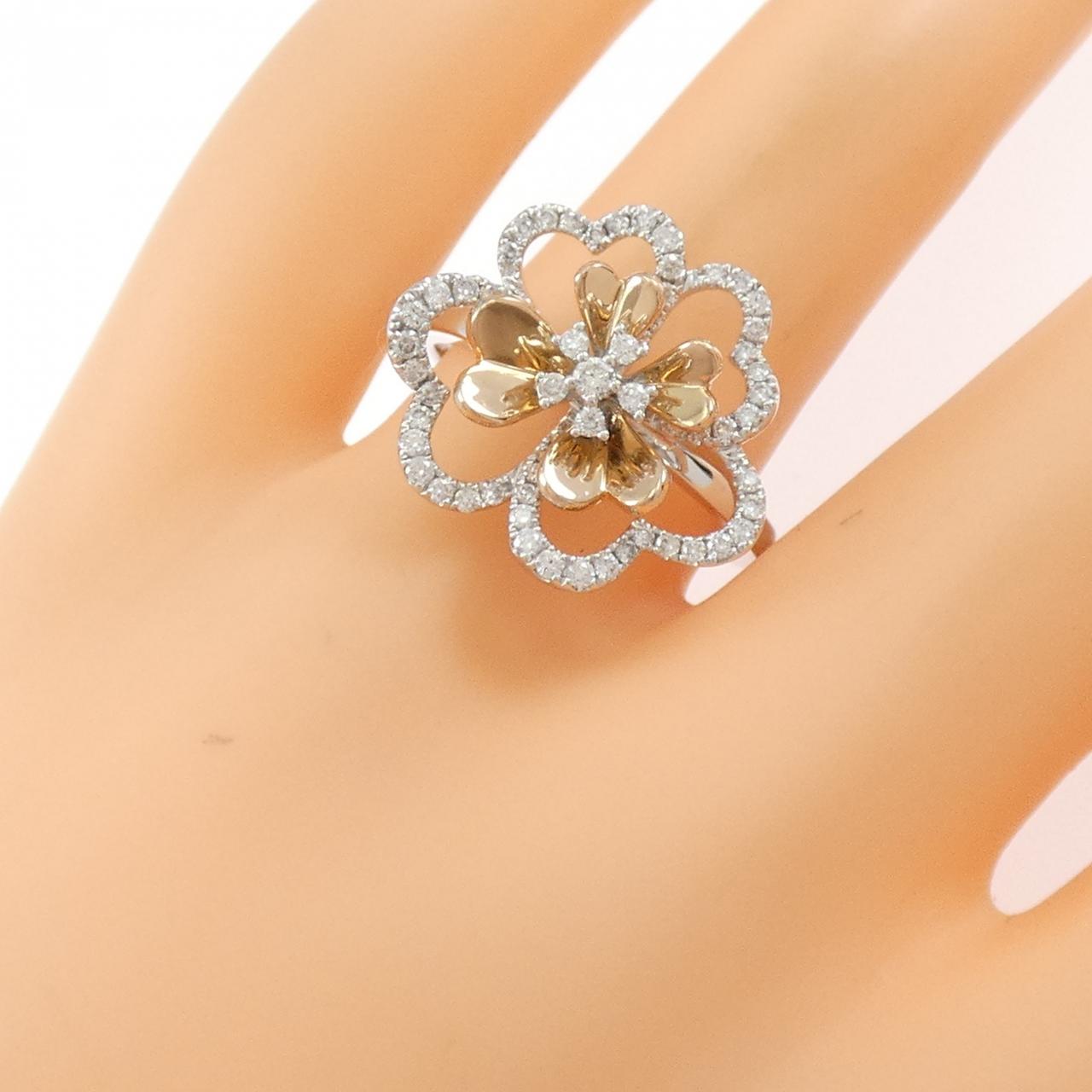 K18WG/K18PG クローバー ダイヤモンド リング 0.381CT