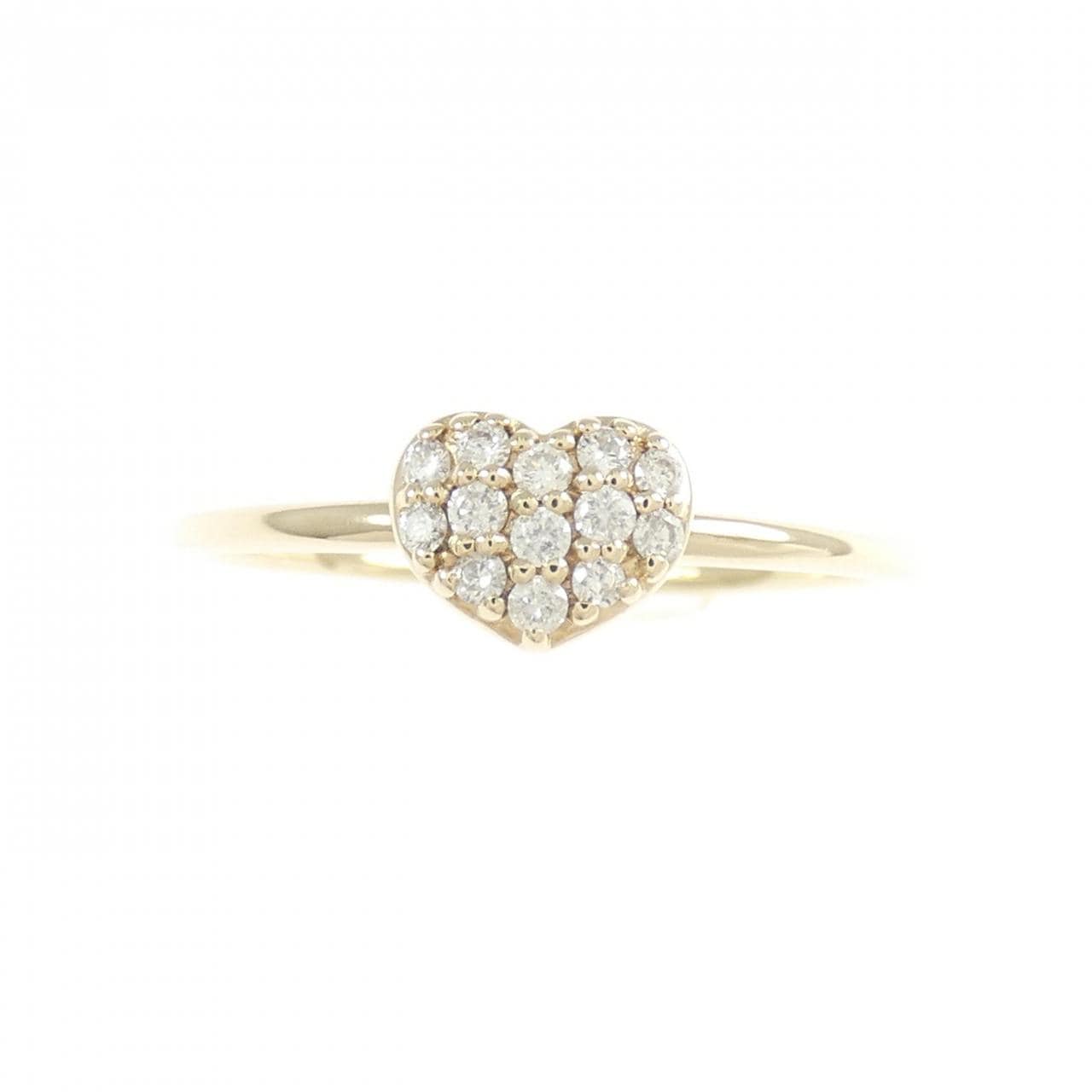 K10YG Pave Heart Diamond Ring