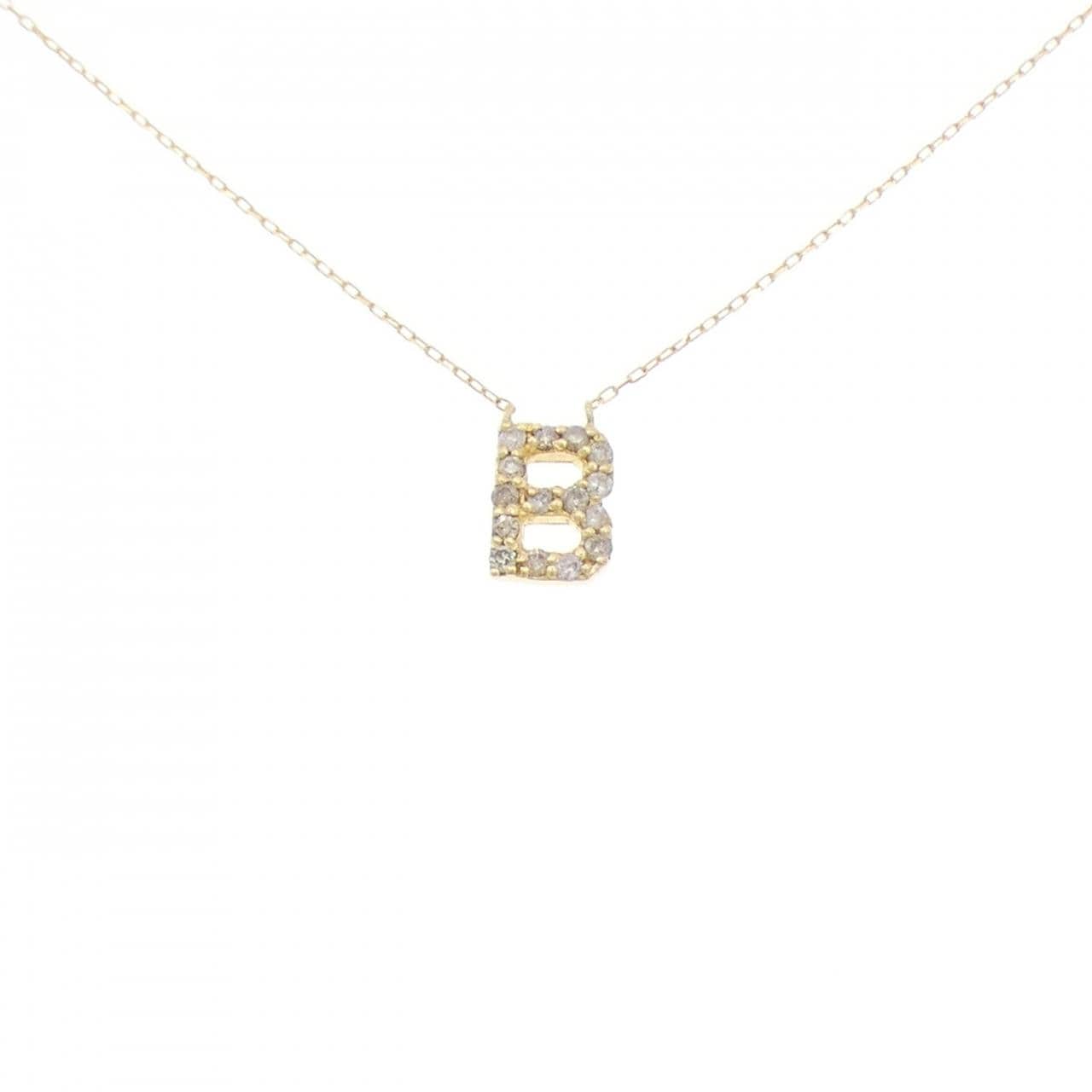 K18YG イニシャルB ダイヤモンド ネックレス 0.12CT